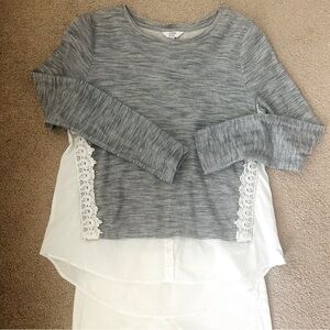 (3 for $30) Crown & Ivy (small) blue and white layered top